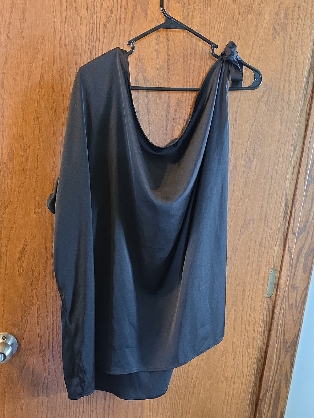 torrid Black One-Shoulder Draped Tunic with Tie Detail
